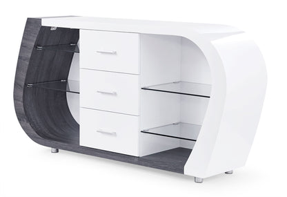 White And Grey Multi Tone Buffet With 3 Drawers