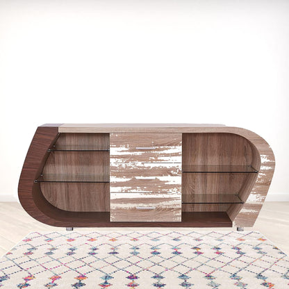 Oak And Walnut Multi Tone Buffet With 3 Drawers