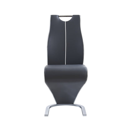 Set of Two Gray White and Silver Upholstered Dining Side Chairs