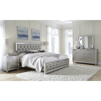 28" Solid and Manufactured Wood And Mirrored Glass Nightstand