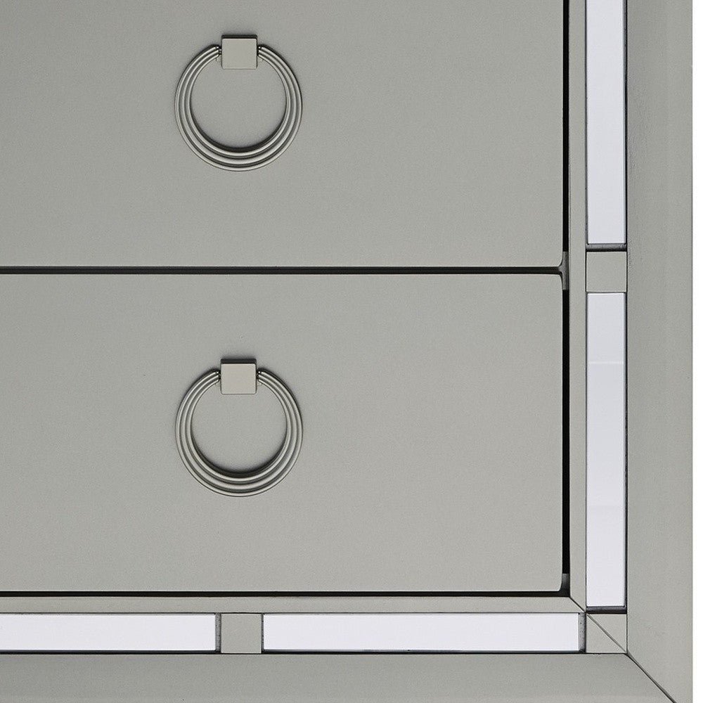 28" Solid and Manufactured Wood And Mirrored Glass Nightstand