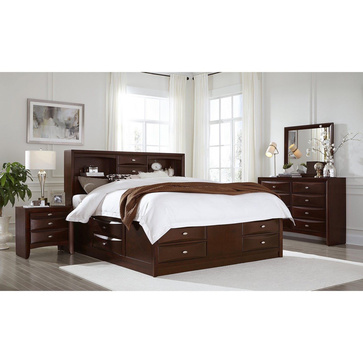 25" Merlot Wood Three Drawer Nightstand