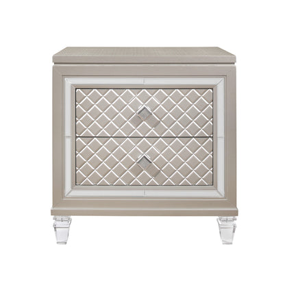 26" Solid and Manufactured Wood And Mirrored Glass Nightstand