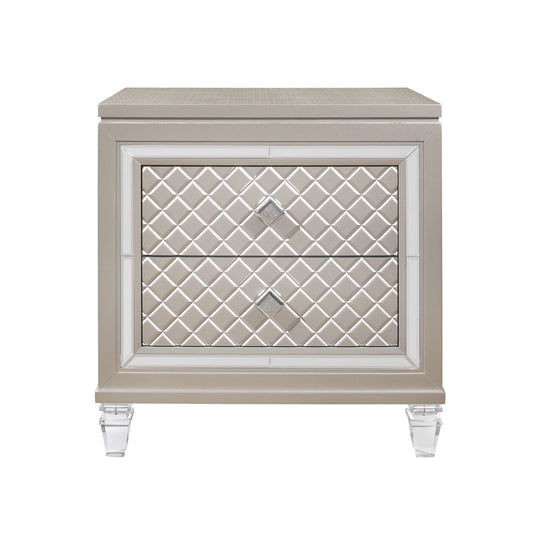 26" Solid and Manufactured Wood And Mirrored Glass Nightstand