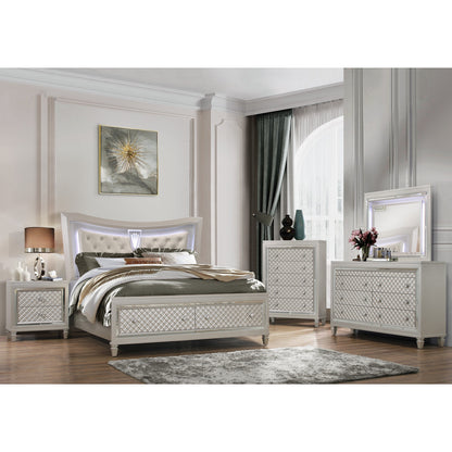 26" Solid and Manufactured Wood And Mirrored Glass Nightstand