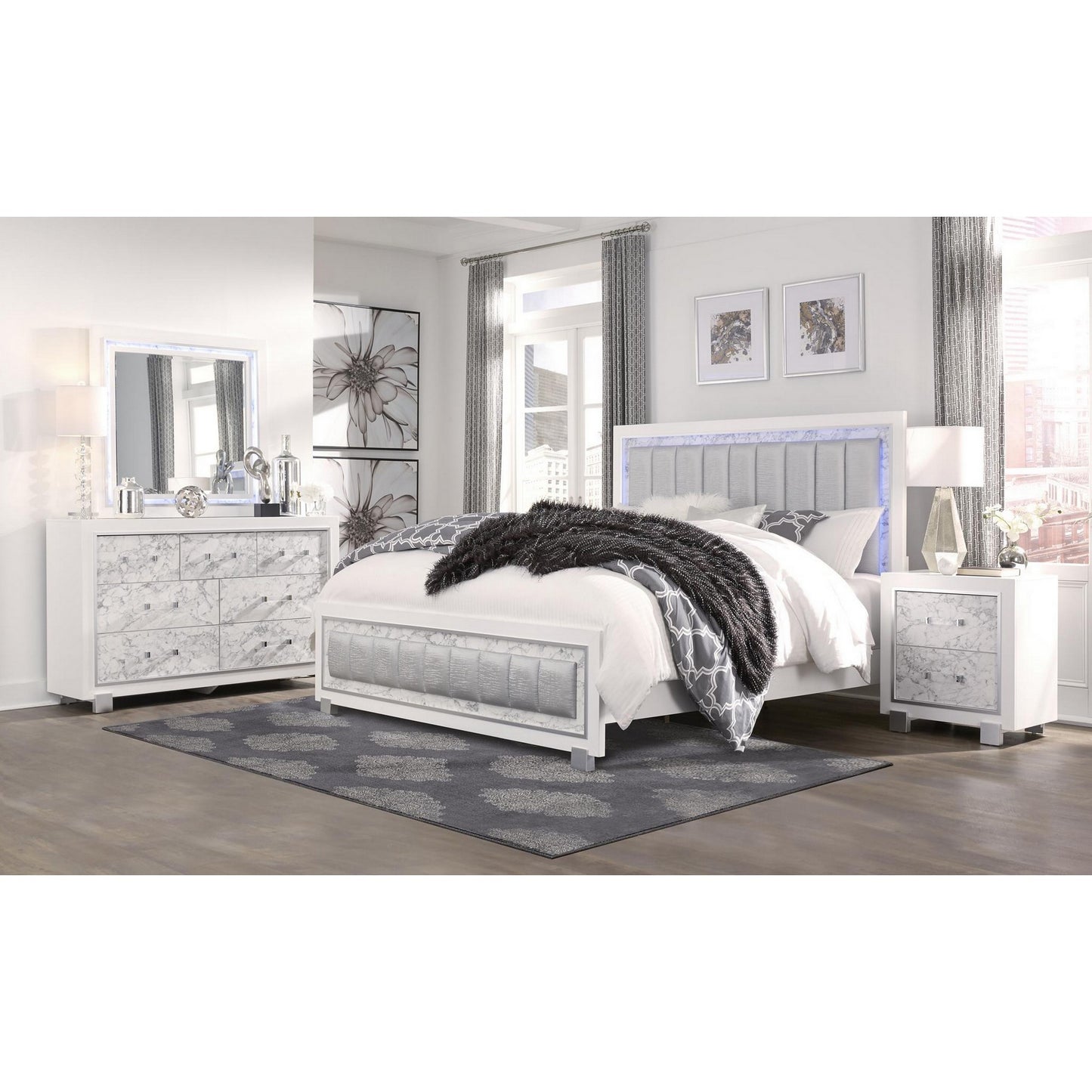 29" White Wood Two Drawer Nightstand