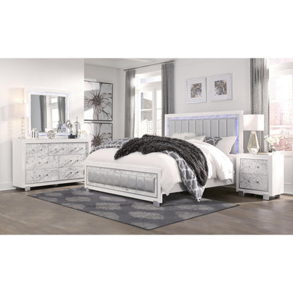 29" White Wood Two Drawer Nightstand