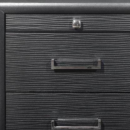 27" Gray Wood Two Drawer Nightstand