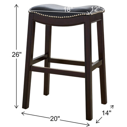 26" Black and Espresso Solid Wood Backless Counter Height Bar Chair