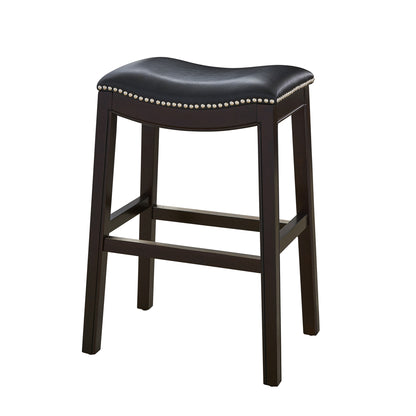 26" Black and Espresso Solid Wood Backless Counter Height Bar Chair