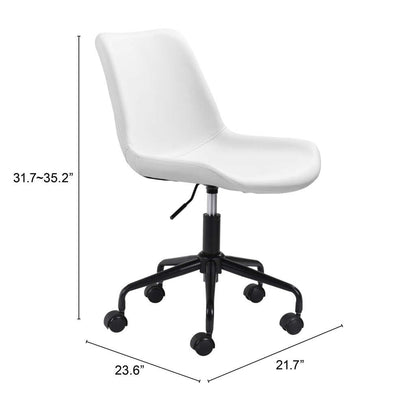 White and Black Adjustable Swivel Faux Leather Rolling Office Chair
