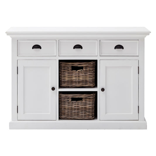 49" White Wood Three Drawer Sideboard with Two Doors
