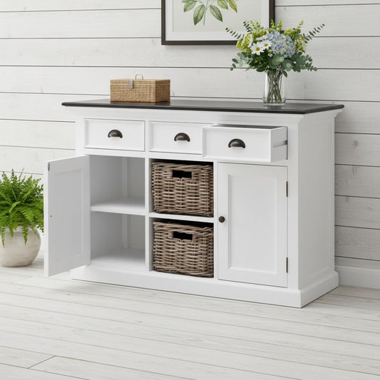 Modern Farmhouse Black And White Large Accent Cabinet