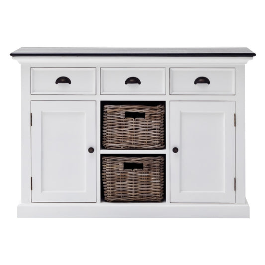 Modern Farmhouse Black And White Large Accent Cabinet