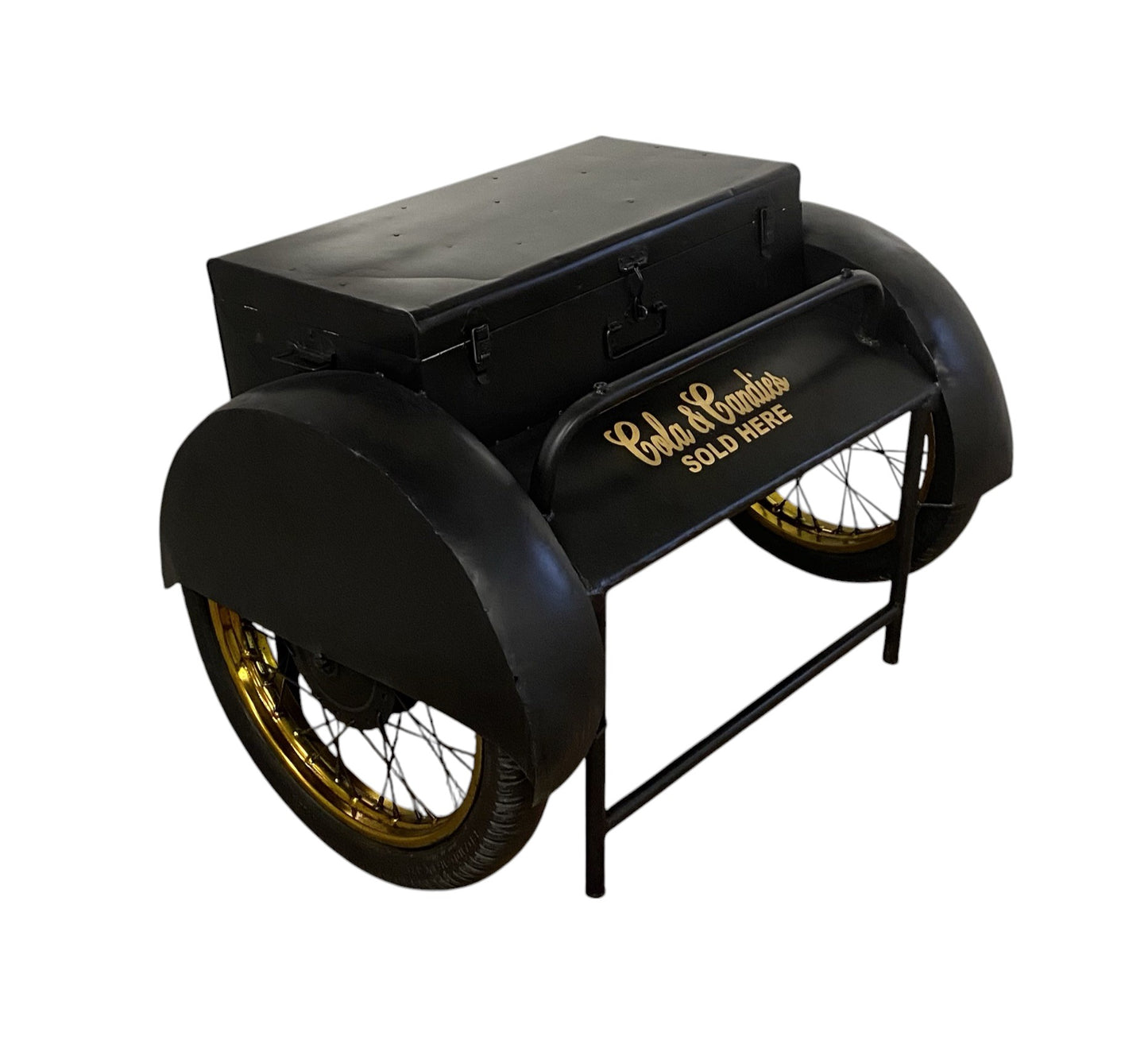 Black Old Time Delivery Box Table With Storage