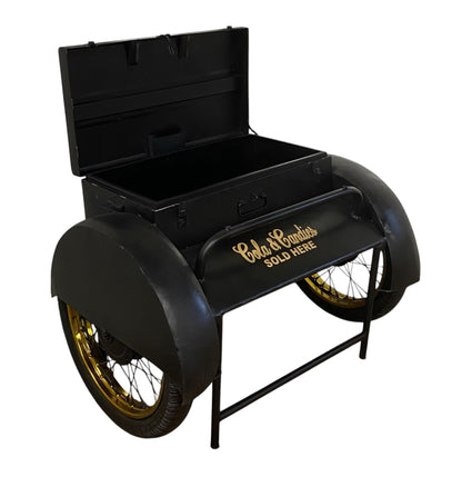 Black Old Time Delivery Box Table With Storage