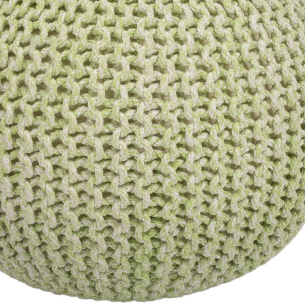 19" Green Wool Round Pouf Ottoman