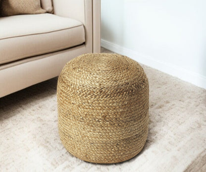 16" Jute Round Pouf Ottoman