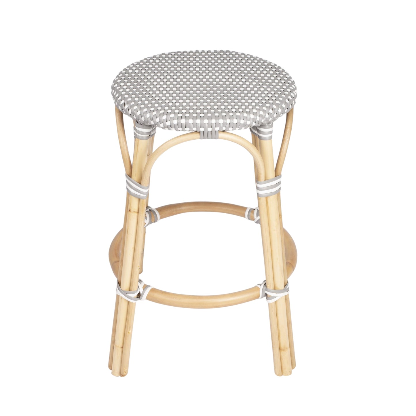 24" Natural Gray And Heavy Duty Plastic and Rattan Backless Counter Height Bar Chair