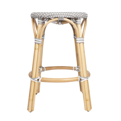 24" Natural Gray And Heavy Duty Plastic and Rattan Backless Counter Height Bar Chair