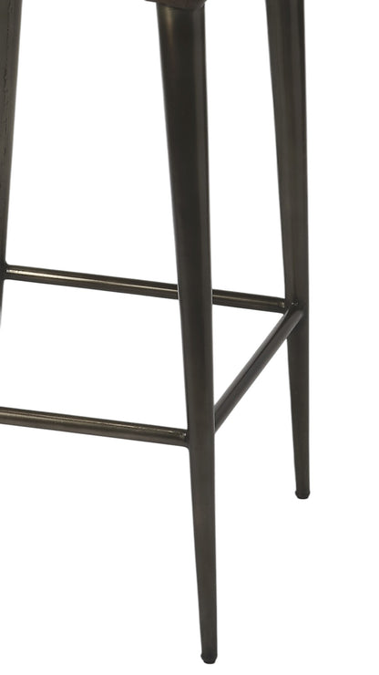 32" Brown and Black Manufactured Wood and Iron Bar Chair