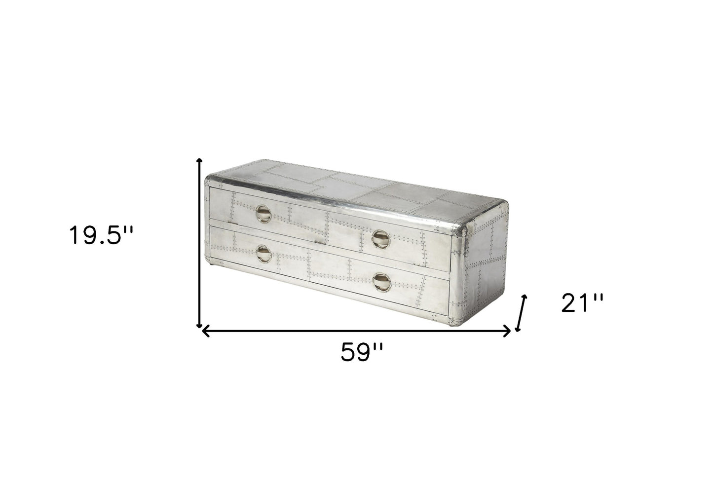 59" Silver Solid Wood Enclosed and Open Storage TV Stand