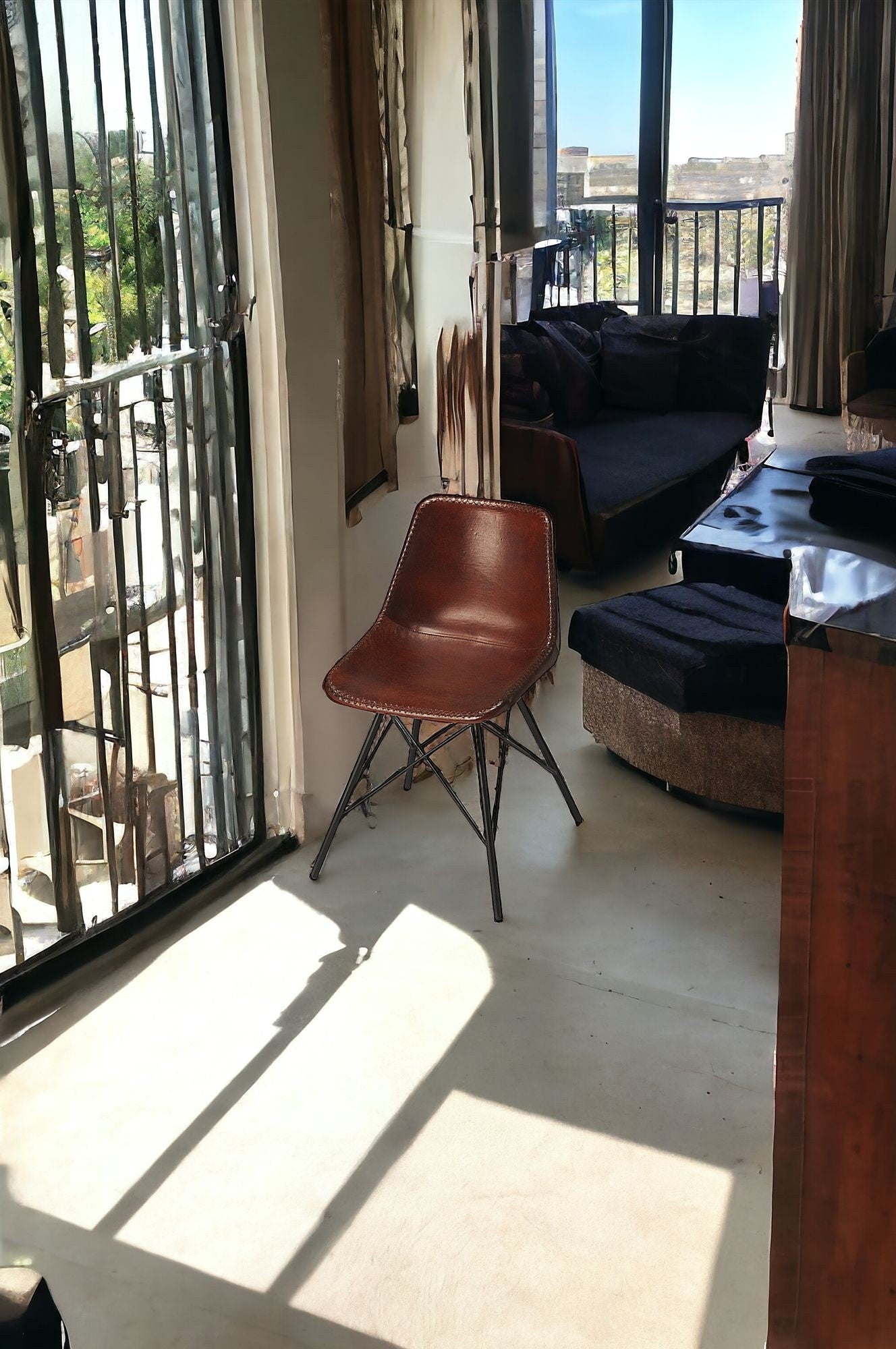 21" Brown and Black Faux Leather Side Chair