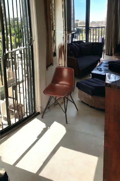 21" Brown and Black Faux Leather Side Chair