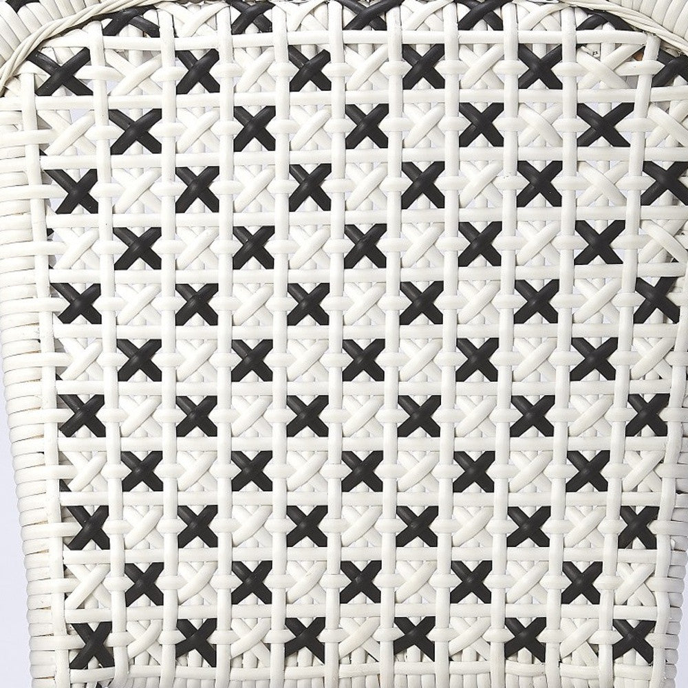 White And Brown Faux Rattan Dining Chair