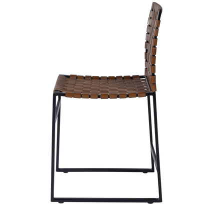 17" Brown and Black Faux Leather Side Chair