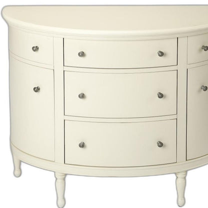 41" White Solid Wood Five Drawer Sideboard with Two Doors