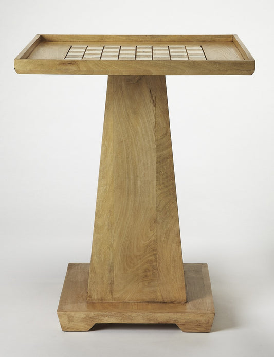 22" Natural Wood Square Pedestal Coffee Table