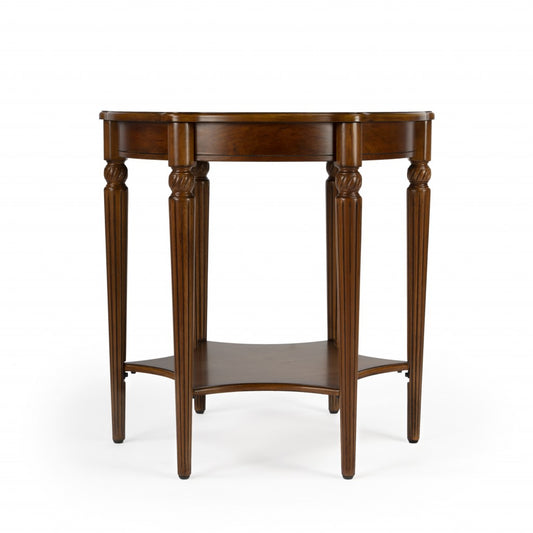 28" Brown Wood Round Coffee Table With Shelf