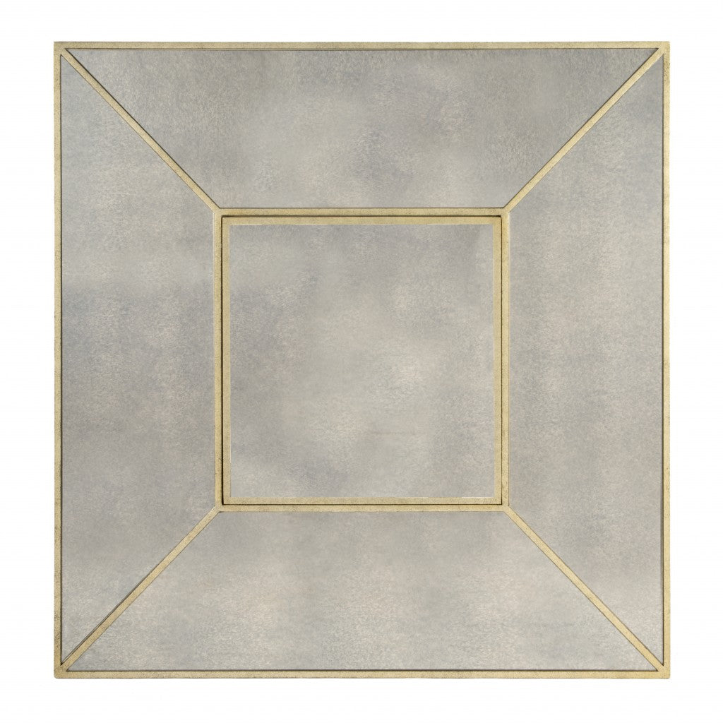 36" Brown and Silver Wood Coffee Table