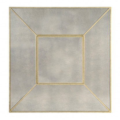 36" Brown and Silver Wood Coffee Table