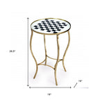 19" White and Gold Glass and Metal Round Coffee Table