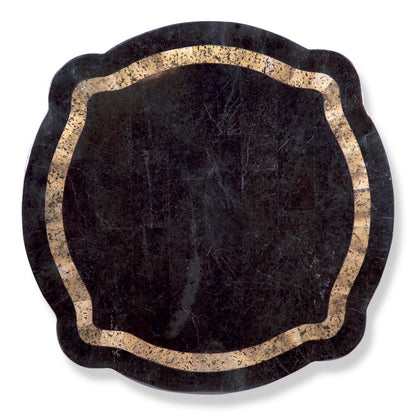 20" Black and Brown Stone and Wood Free Form Coffee Table With Drawer