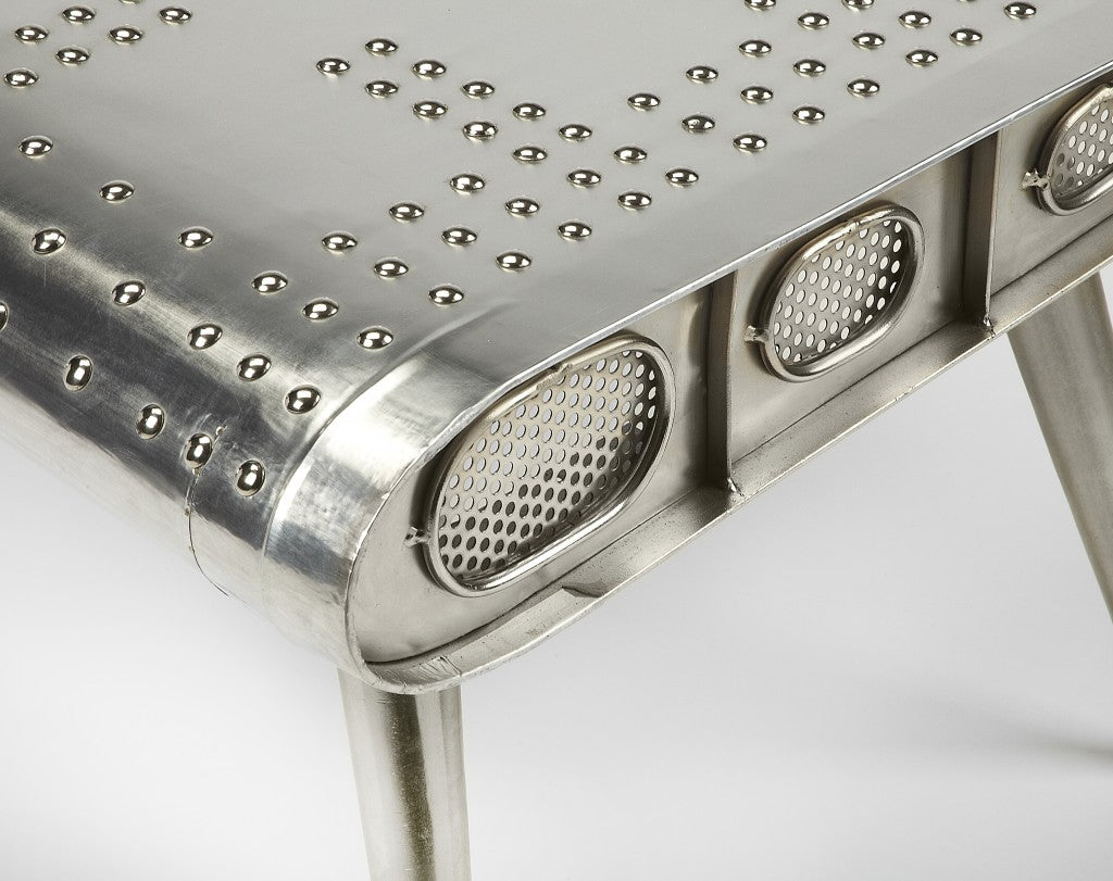 60" Silver Aluminum and Metal Coffee Table