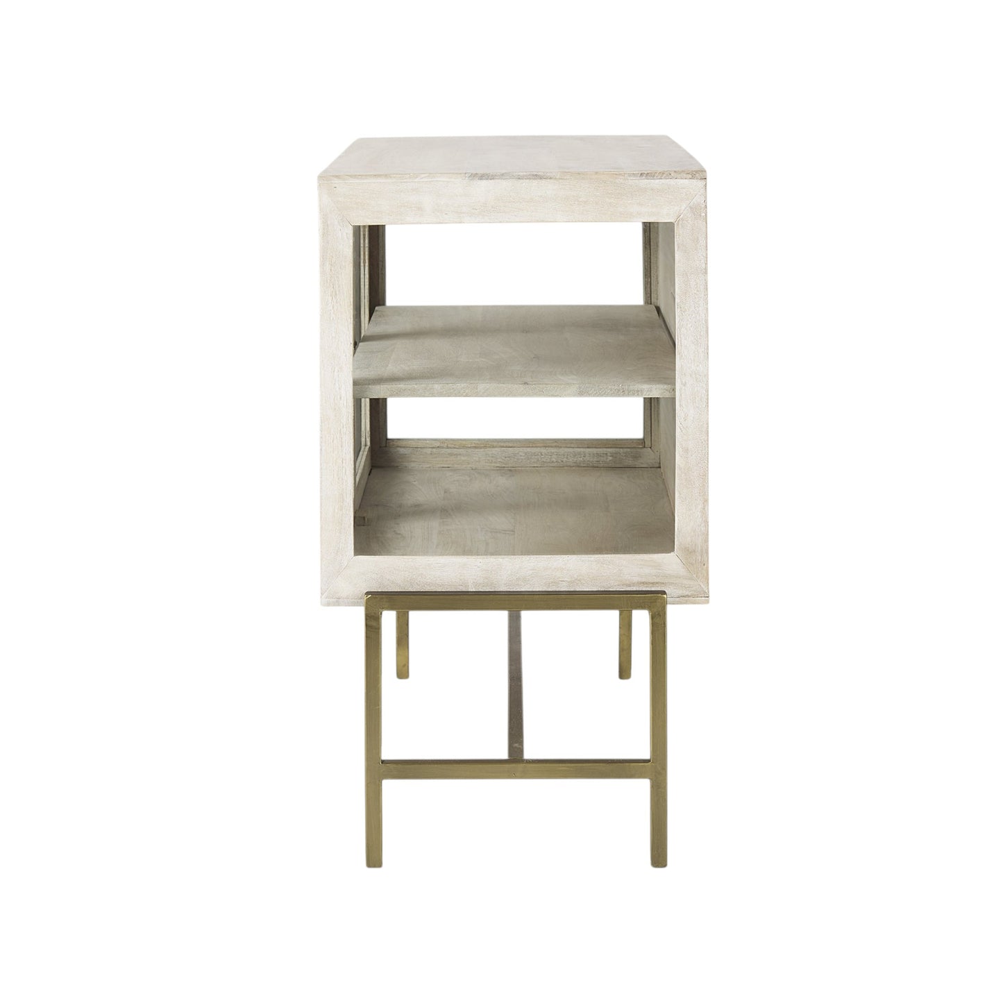 38" White Solid Wood Sideboard with Two Glass Doors