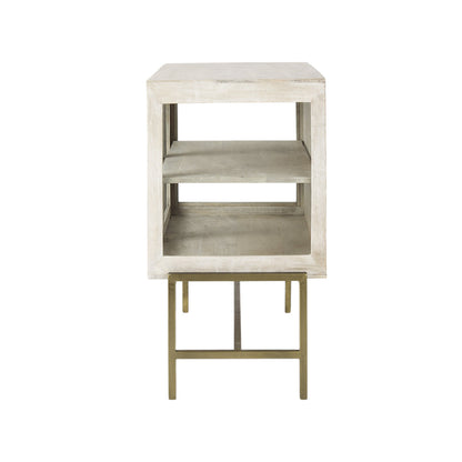 38" White Solid Wood Sideboard with Two Glass Doors