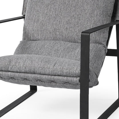 35" Gray and Black Fabric Wingback Chair
