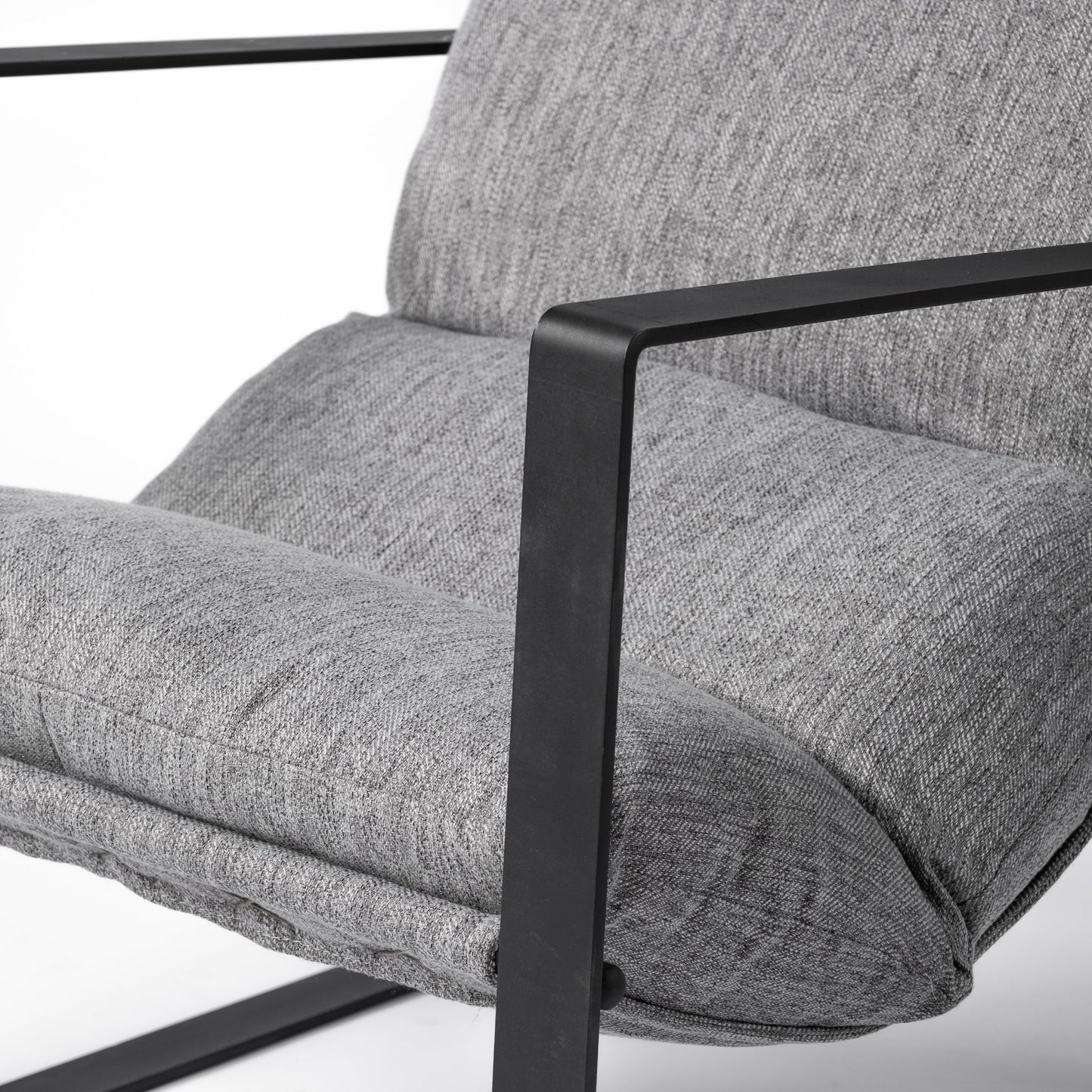 35" Gray and Black Fabric Wingback Chair