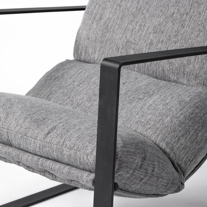 35" Gray and Black Fabric Wingback Chair