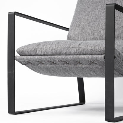 35" Gray and Black Fabric Wingback Chair