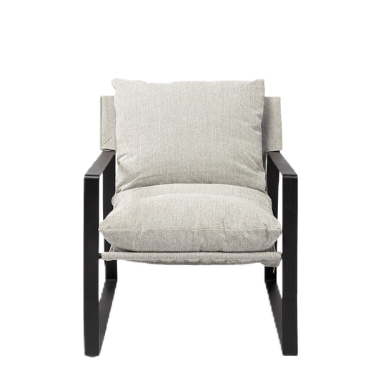 35" Gray and Black Fabric Lounge Chair
