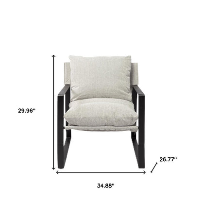 35" Gray and Black Fabric Lounge Chair