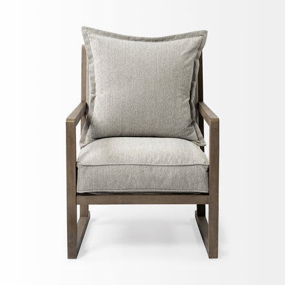 32" Ash Gray and Brown Fabric Arm Chair