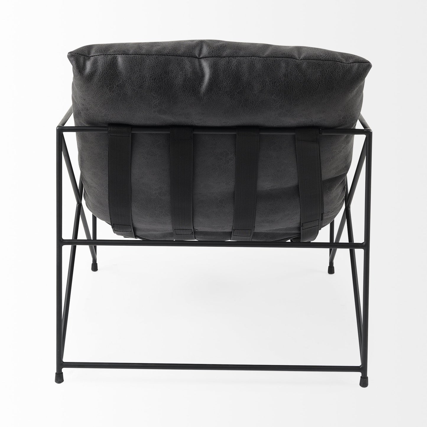 30" Black Faux Leather Distressed Wingback Chair