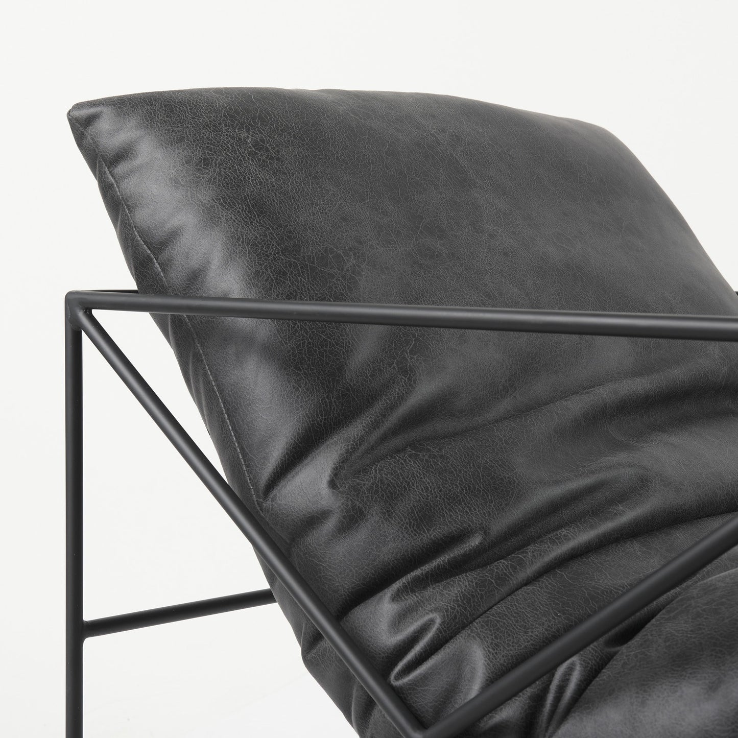 30" Black Faux Leather Distressed Wingback Chair
