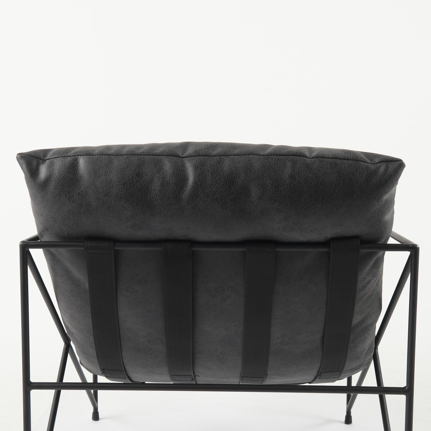 30" Black Faux Leather Distressed Wingback Chair